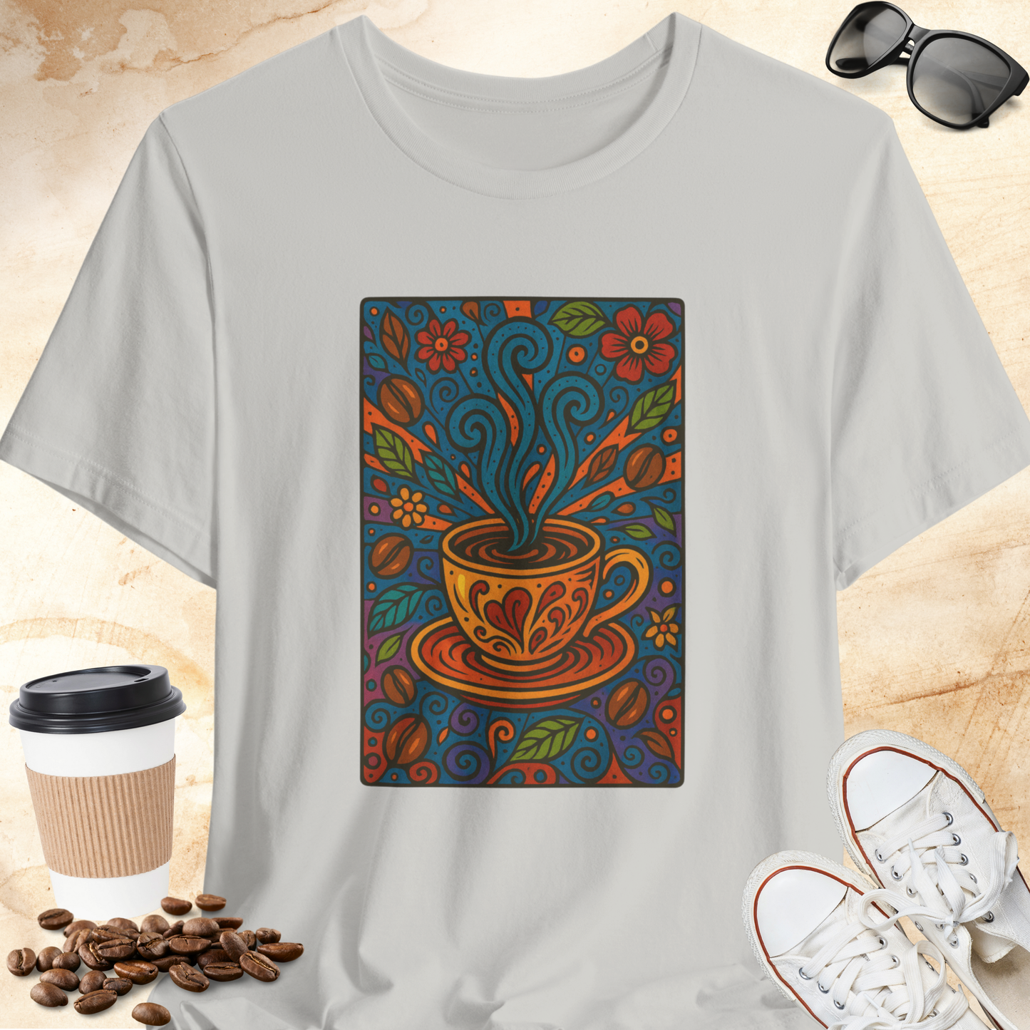 Blue Steam and Coffee Beans