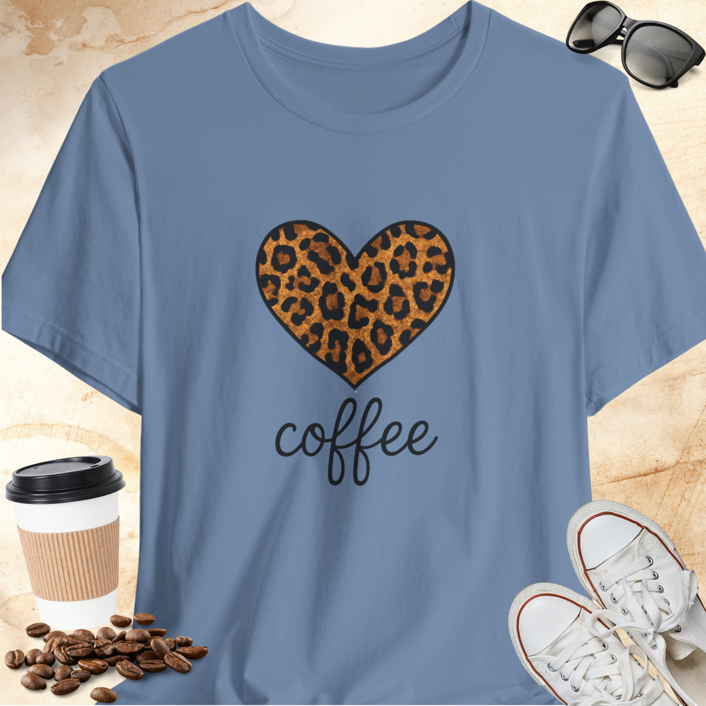 Leopard Print Heart Coffee