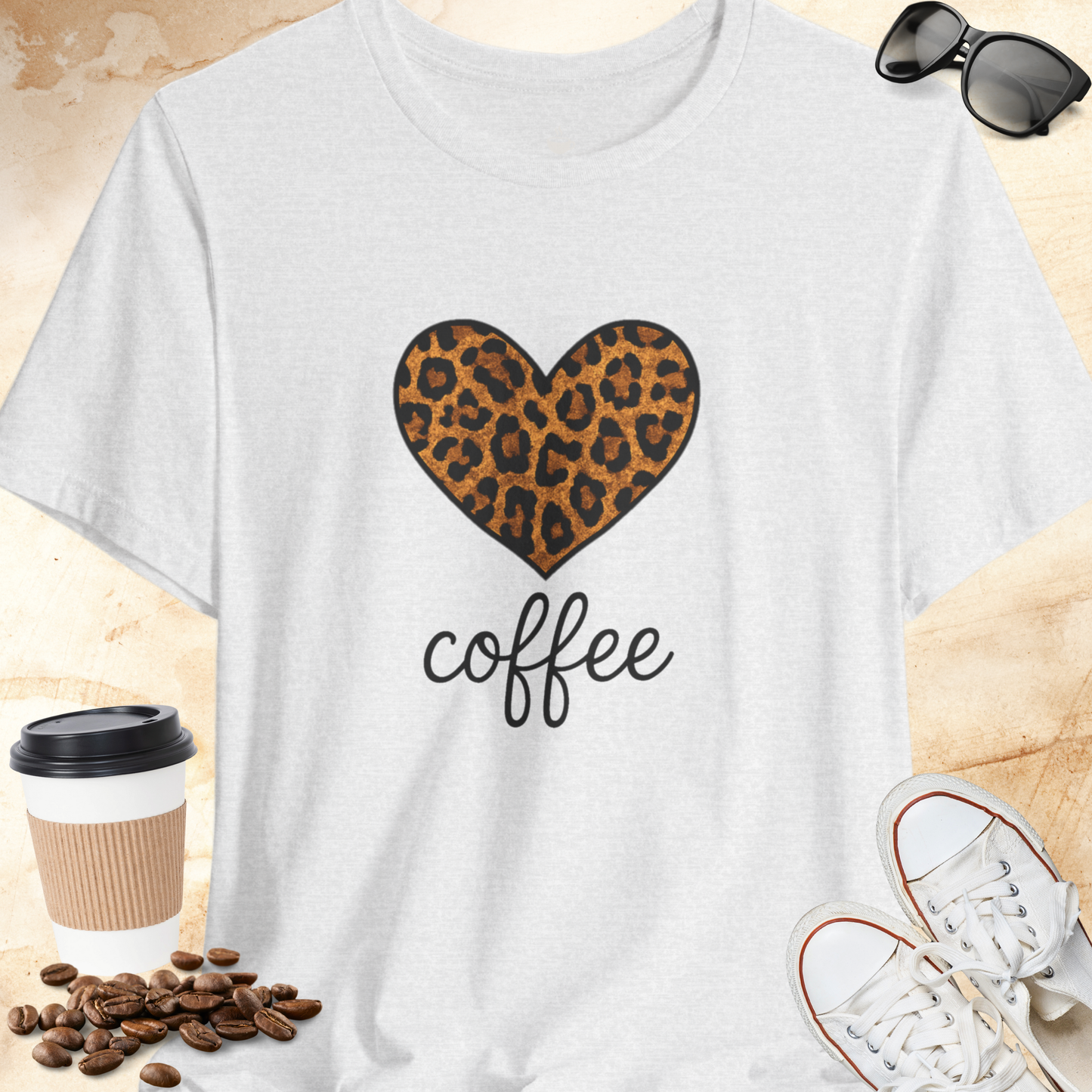 Leopard Print Heart Coffee