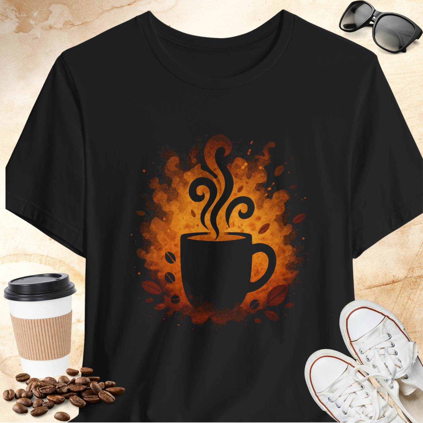 Coffee Mug with Fire Burst T-shirt