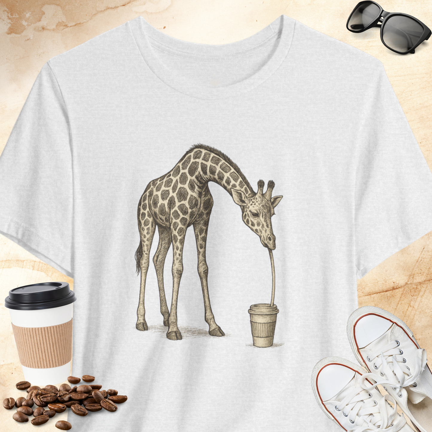 Coffee Loving Giraffe T-shirt