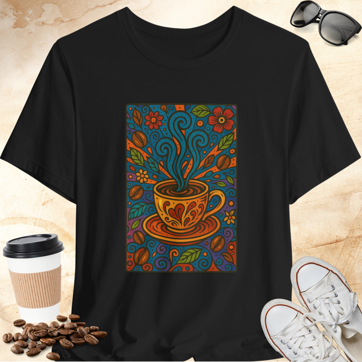 Blue Steam and Coffee Beans