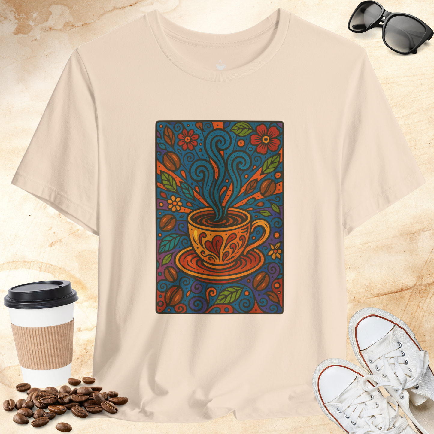 Blue Steam and Coffee Beans