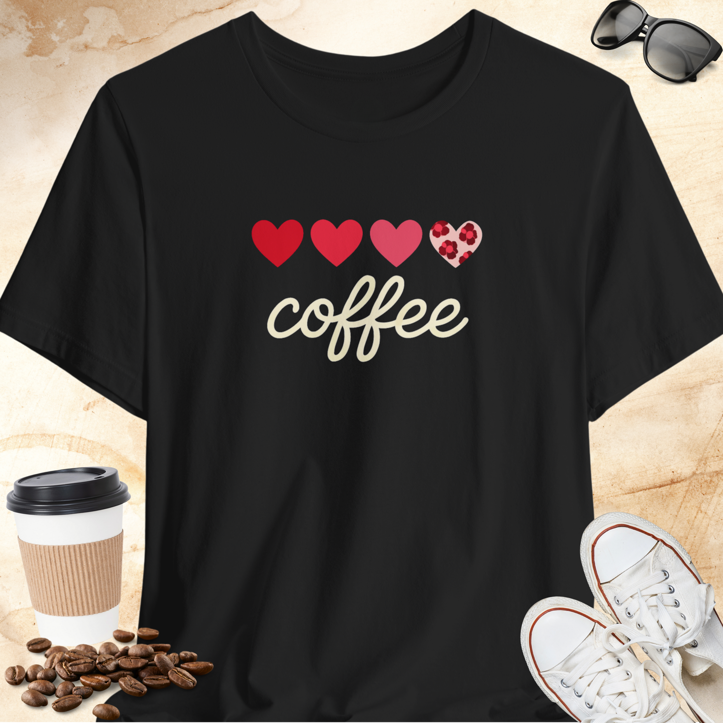 Red 4 Heart Coffee T-shirt