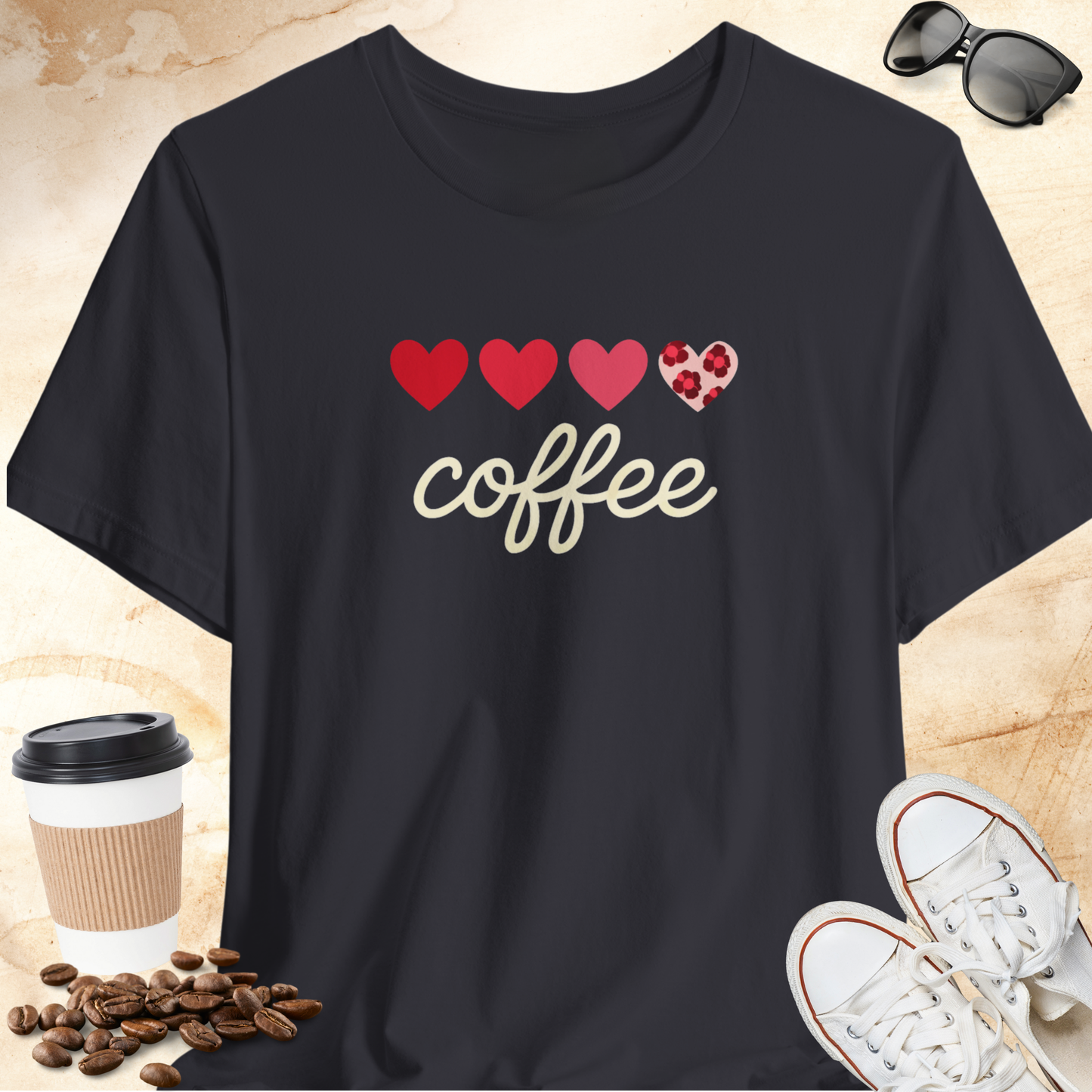 Red 4 Heart Coffee T-shirt