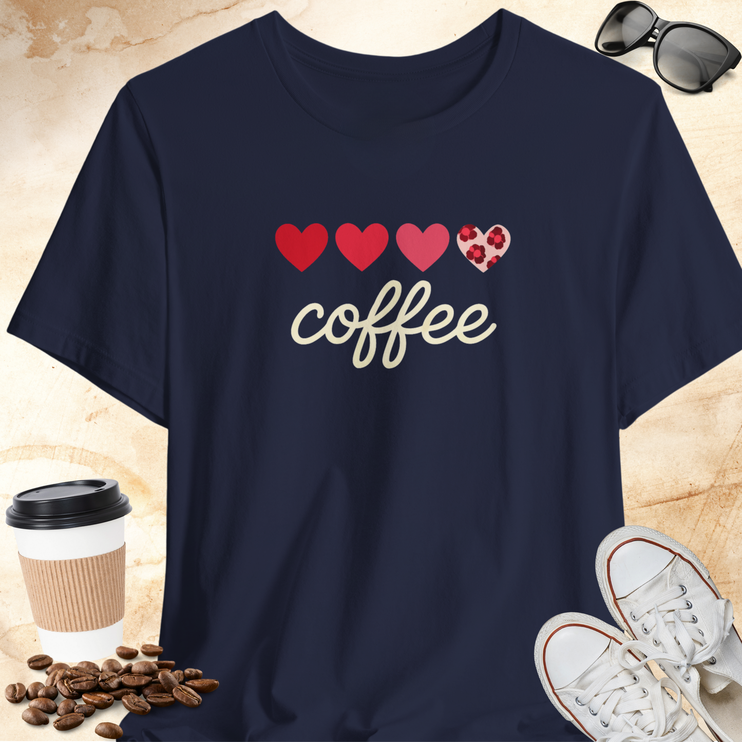 Red 4 Heart Coffee T-shirt