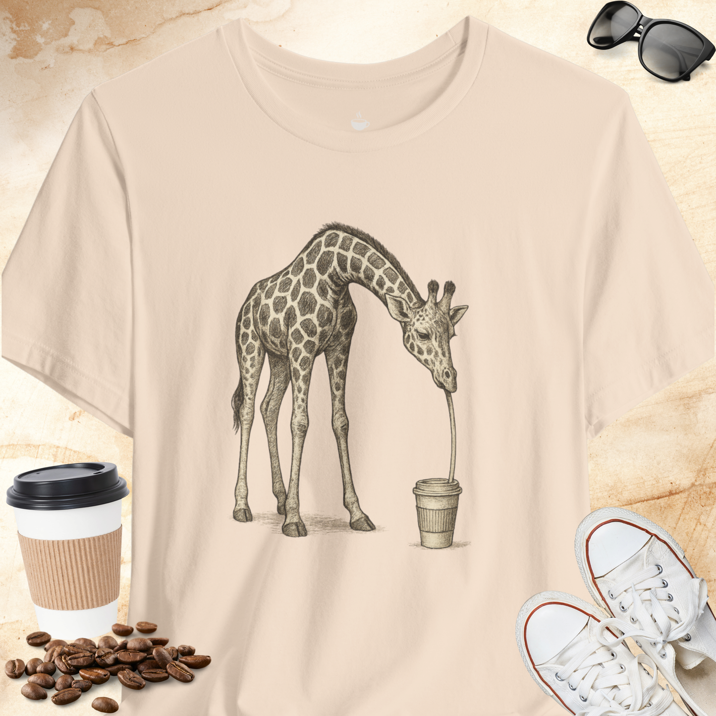 Coffee Loving Giraffe T-shirt