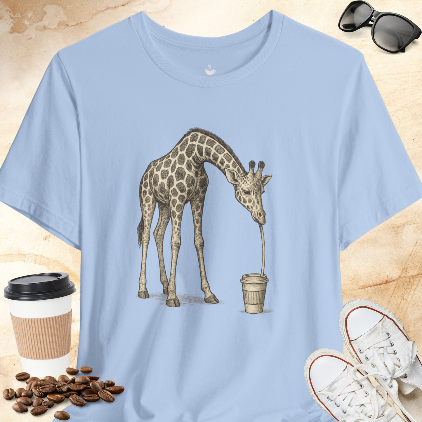 Coffee Loving Giraffe T-shirt