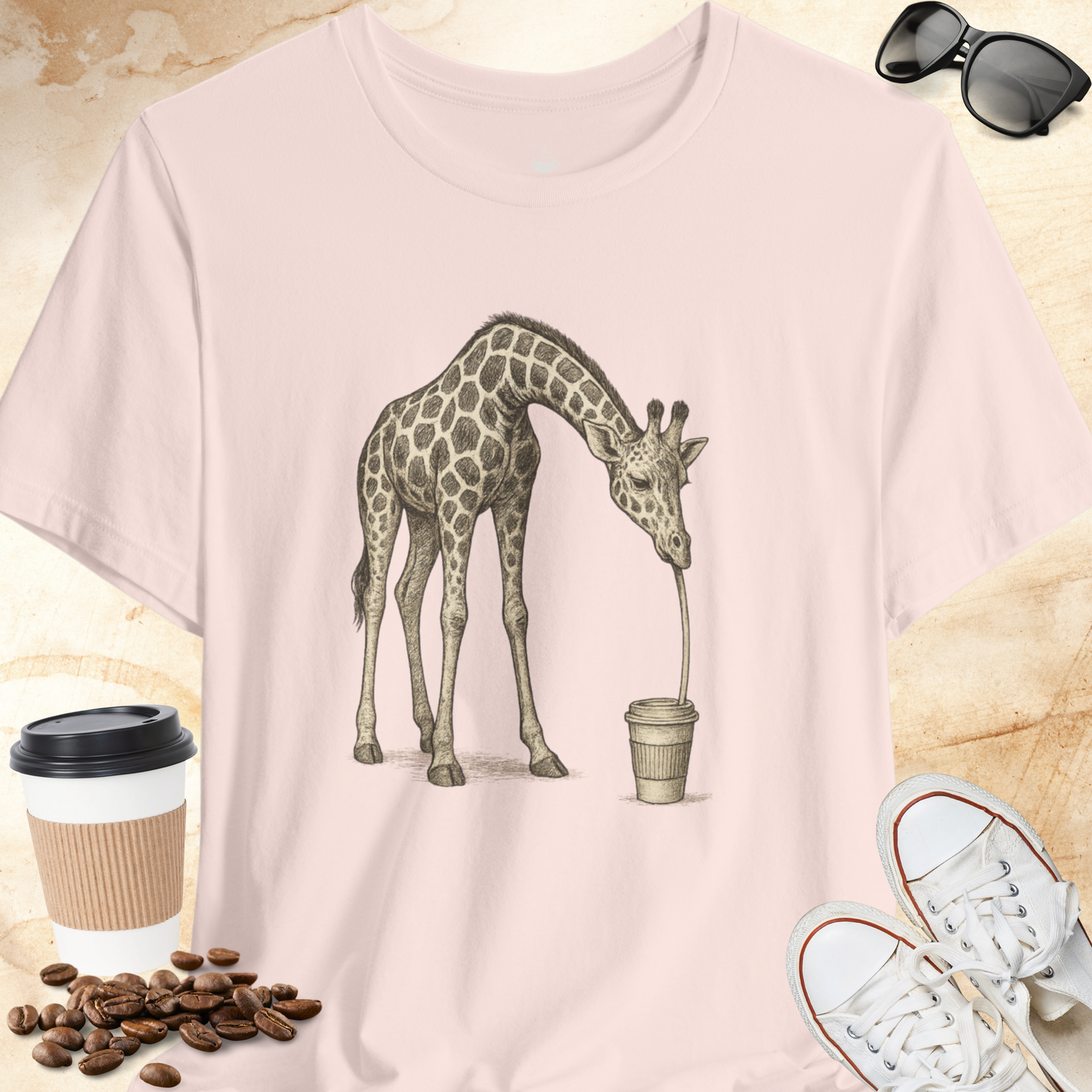 Coffee Loving Giraffe T-shirt