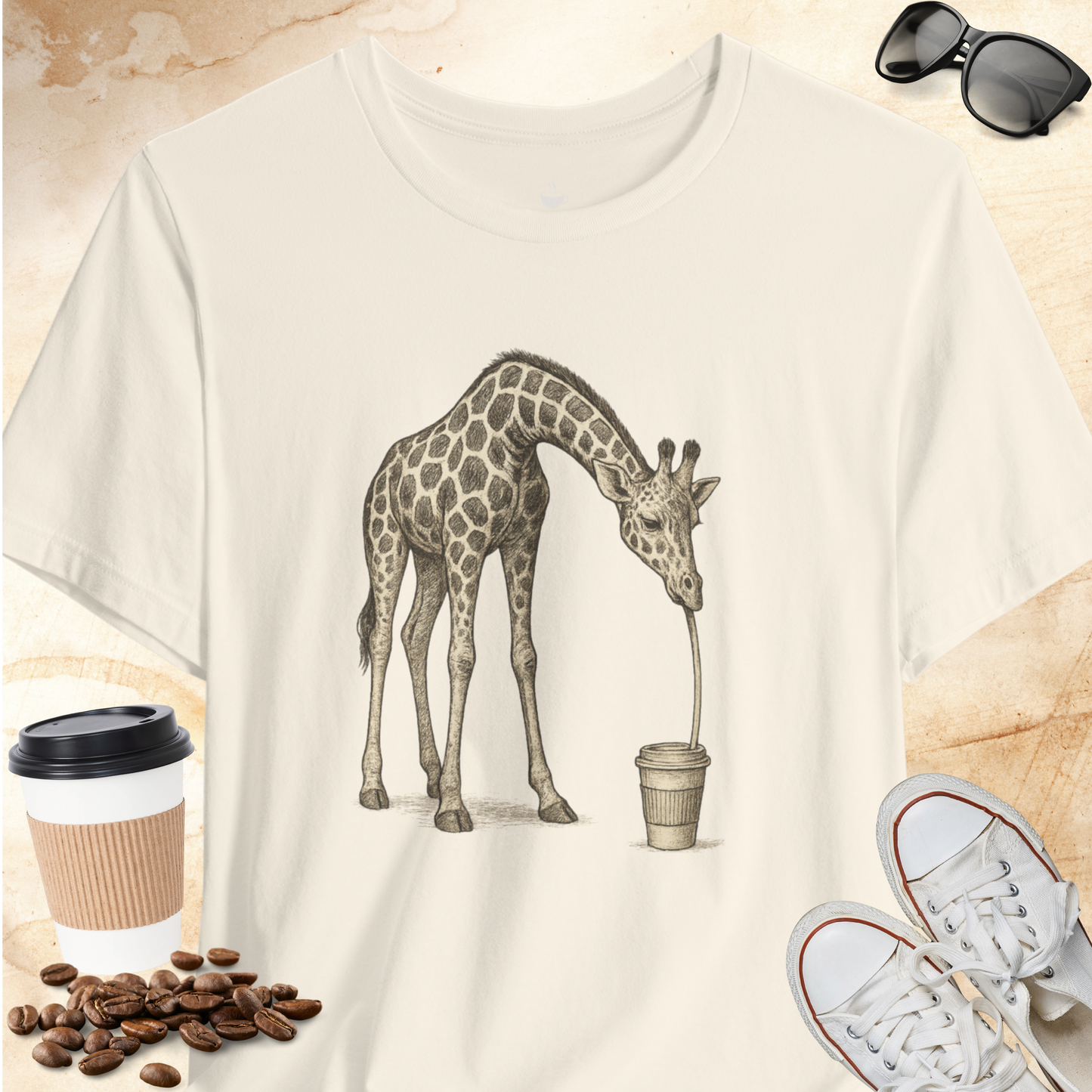 Coffee Loving Giraffe T-shirt