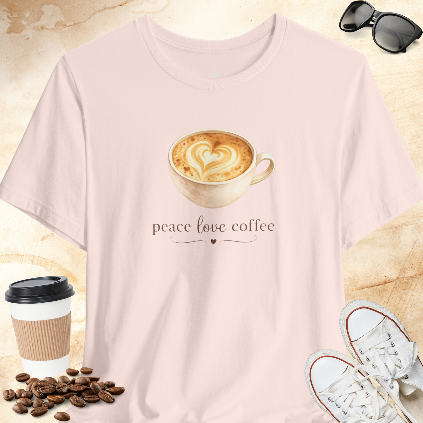 Peace, Love, Coffee cup T-Shirt